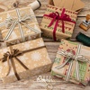 image:imageRibbli Christmas Wrapping Paper 4 Rolls Vintage Kraft Wrapping paper 17 Inch x 10 Feet Per Roll Snowflakes Christmas Tree Gift Box Printed AssortmentBrownRedGreenWhite