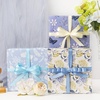 image:imageRibbli Floral Wrapping Paper Mini Roll 3 Rolls Dusty Blue Vintage Flower Gift Wrap for Mothers Day Women Girl Friend Wedding  17 inch x 120 inch10feet Per RollDusty Blue