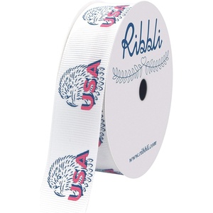 image:imageRibbli Grosgrain USA Eagle Patriotic Ribbon78Inch x 10YardRedBlueWhiteUse for Hair BowsWreathsVeterans Day 4th of JulyGift WrappingParty Decoration