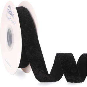 image:imageRibbli Dusty Blue Velvet Ribbon 1 Inches Luxury Crinkled Blue Christmas Ribbon for Gift Wrapping Crafts Home DecorContinuous 10 YardBlack