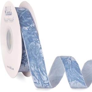 image:imageRibbli Dusty Blue Velvet Ribbon 1 Inches Luxury Crinkled Blue Christmas Ribbon for Gift Wrapping Crafts Home DecorContinuous 10 YardDusty Blue