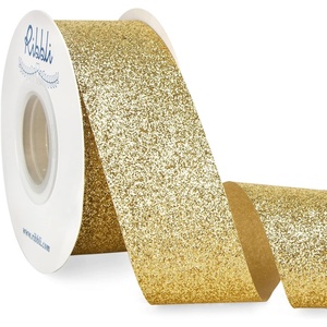image:imageRibbli Royal Blue Glitter RibbonGift Wrapping Cut Edge Christmas Ribbon for Crafts Chritmas Tree DecorationOrnaments DecorationHome Decor 38 Inch x 25 YardsGold