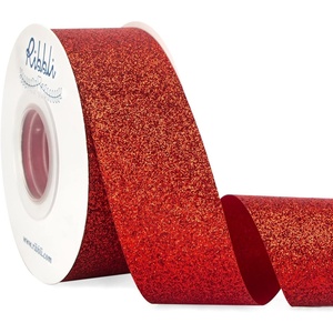 image:imageRibbli Royal Blue Glitter RibbonGift Wrapping Cut Edge Christmas Ribbon for Crafts Chritmas Tree DecorationOrnaments DecorationHome Decor 38 Inch x 25 YardsRed