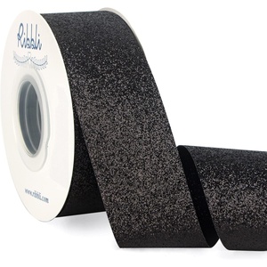 image:imageRibbli Royal Blue Glitter RibbonGift Wrapping Cut Edge Christmas Ribbon for Crafts Chritmas Tree DecorationOrnaments DecorationHome Decor 38 Inch x 25 YardsBlack
