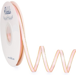 image:imageRibbli Pearl Pink Satin Ribbon with Silver EdgeDouble Faced Satin 38 inch x Continuous 50 Yards Pearl Pink Ribbon Use for Crafts Gift Wrapping Wedding Card DecorationLtPinkGold