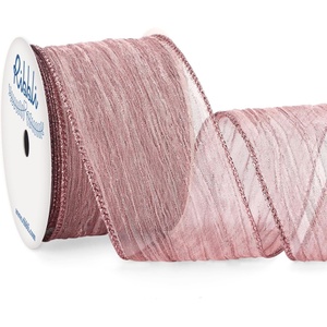 image:imageRibbli Gold Crinkled Wired Ribbon 25 Inch with Metallic Wavy Christmas Ribbon for Cristmas Tree Topper Bow Wreaths Swags Gift Wrapping Wedding DecorationCountinuous 10 YardDusty Rose
