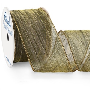image:imageRibbli Gold Crinkled Wired Ribbon 25 Inch with Metallic Wavy Christmas Ribbon for Cristmas Tree Topper Bow Wreaths Swags Gift Wrapping Wedding DecorationCountinuous 10 YardMossGold