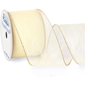 image:imageRibbli Gold Crinkled Wired Ribbon 25 Inch with Metallic Wavy Christmas Ribbon for Cristmas Tree Topper Bow Wreaths Swags Gift Wrapping Wedding DecorationCountinuous 10 YardIvory