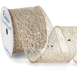 image:imageRibbli Gold Glitter Wired Ribbon for Christmas Tree Fine Mesh Sparkling 25 Inch x 10 Yard Christmas Wired Ribbon for Gift Wrapping Crafts Wreath SuppliesChampagne Gold