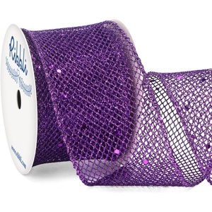 image:imageRibbli Pink Glitter Wired Ribbon for Christmas Tree  Diamond Mesh Sparkling Ribbon 25 Inch x 10 Yard Perfect for Gift Wrapping Crafts amp Wreath SuppliesPurple