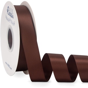 image:imageRibbli Dusty Blue Satin Ribbon Double Faced Satin 112 Inch x Continuous 50 YardsBlue Ribbon for Gift Wrapping Crafts Wedding Decoration Bows Bouquet Floral ArrangementBrown Coffee