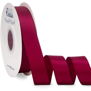 image:imageRibbli Dusty Blue Satin Ribbon Double Faced Satin 112 Inch x Continuous 50 YardsBlue Ribbon for Gift Wrapping Crafts Wedding Decoration Bows Bouquet Floral ArrangementRed Wine