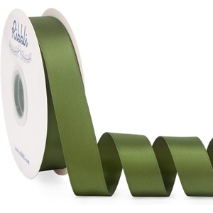 image:imageRibbli Dusty Blue Satin Ribbon Double Faced Satin 112 Inch x Continuous 50 YardsBlue Ribbon for Gift Wrapping Crafts Wedding Decoration Bows Bouquet Floral ArrangementGreen Moss
