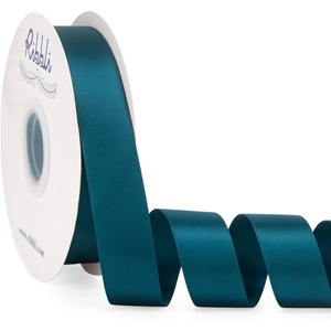 image:imageRibbli Dusty Blue Satin Ribbon Double Faced Satin 112 Inch x Continuous 50 YardsBlue Ribbon for Gift Wrapping Crafts Wedding Decoration Bows Bouquet Floral ArrangementGreen Teal