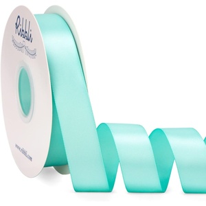 image:imageRibbli Dusty Blue Satin Ribbon Double Faced Satin 112 Inch x Continuous 50 YardsBlue Ribbon for Gift Wrapping Crafts Wedding Decoration Bows Bouquet Floral ArrangementBlue Aqua