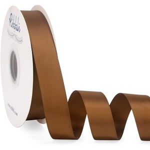 image:imageRibbli Dusty Blue Satin Ribbon Double Faced Satin 112 Inch x Continuous 50 YardsBlue Ribbon for Gift Wrapping Crafts Wedding Decoration Bows Bouquet Floral ArrangementBrown Turftan