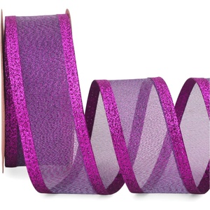 image:imageRibbli Pink Christmas Wired Ribbon Metallic Wired Ribbon with Glitter Edge 112 Inch x 10 Yard for Christmas Tree Decoration Gift Wrapping Wreaths Supplies Swag Holiday DecorPurple