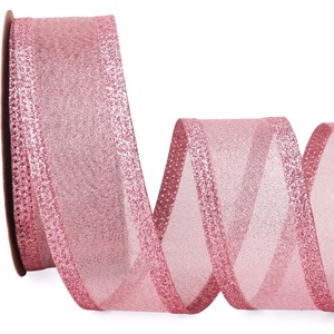 image:imageRibbli Pink Christmas Wired Ribbon Metallic Wired Ribbon with Glitter Edge 112 Inch x 10 Yard for Christmas Tree Decoration Gift Wrapping Wreaths Supplies Swag Holiday DecorPink