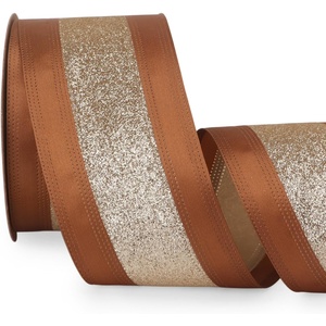 image:imageRibbli Champagne Gold Wired Ribbon Satin with Glitter Edge 25 Inch Champagne Christmas Ribbon for Tree Gift Wrapping Wreaths Garland Topper Bows Crafts Home Decor 10 YardsCopperChampagne